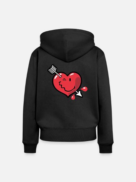 Smiley Heart - Frauen Premium Bio Zip Hoodie - Schwarz