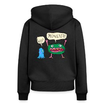 Es gibt Monster - Frauen Premium Bio Zip Hoodie - Schwarz - Hinten - Julia (174cm)