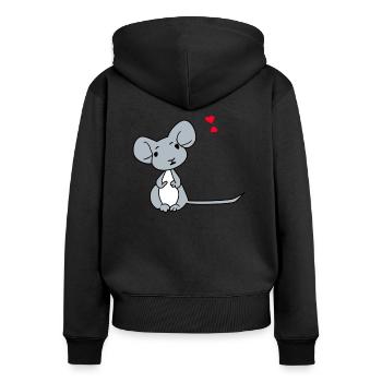 Coeur de souris - Sweat à capuche zippé Premium bio Femme - noir - Dos - Julia (174cm)