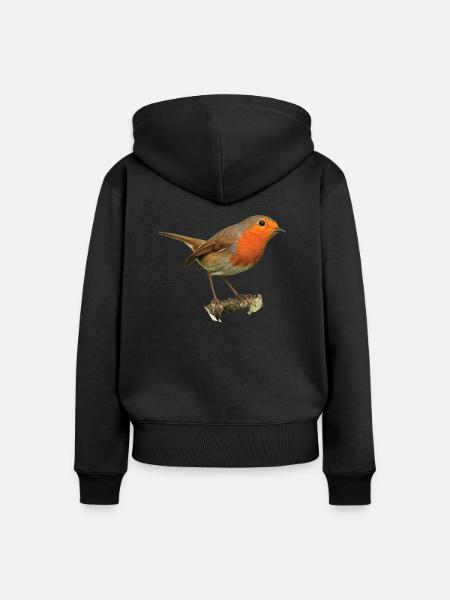 Rotkehlchen1 Robin - Frauen Premium Bio Zip Hoodie - Schwarz