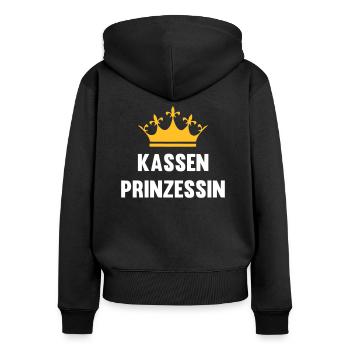 Kassen Prinzessin - Frauen Premium Bio Zip Hoodie - Schwarz - Hinten - Julia (174cm)