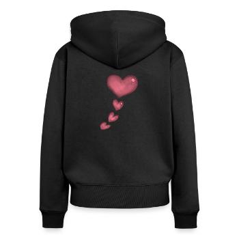 coeur rose - Sweat à capuche zippé Premium bio Femme - noir - Dos - Julia (174cm)
