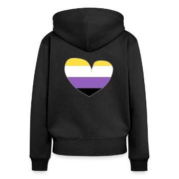 Coeur non-binaire - Sweat à capuche zippé Premium bio Femme - noir - Dos - Julia (174cm)