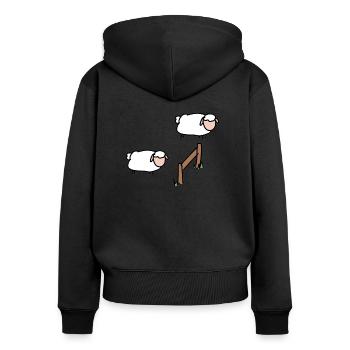 Les moutons dorment - Sweat à capuche zippé Premium bio Femme - noir - Dos - Julia (174cm)