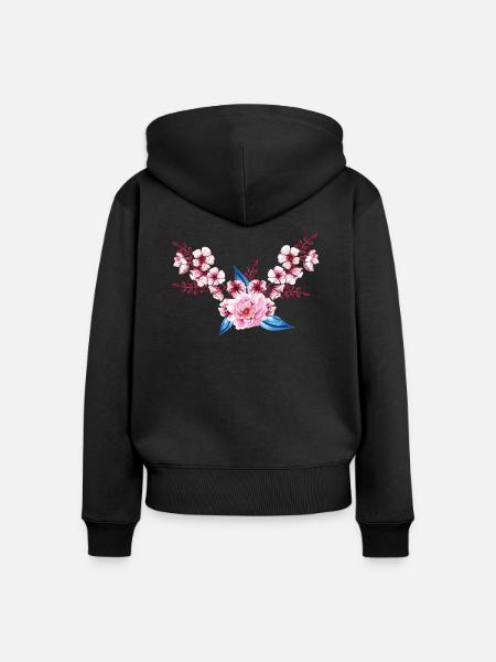 Blumen - Frauen Premium Bio Zip Hoodie - Schwarz