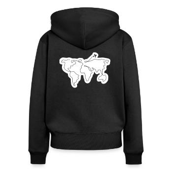 Welt Karte - Frauen Premium Bio Zip Hoodie - Schwarz - Hinten - Julia (174cm)