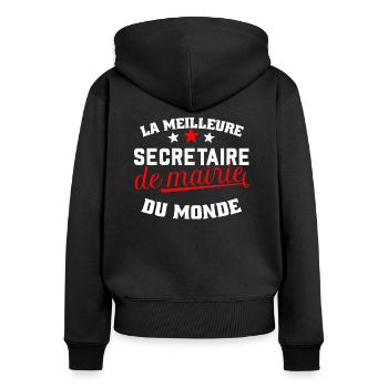 La meilleure secrétaire de mairie du monde . - Sweat à capuche zippé Premium bio Femme - noir - Dos - Julia (174cm)