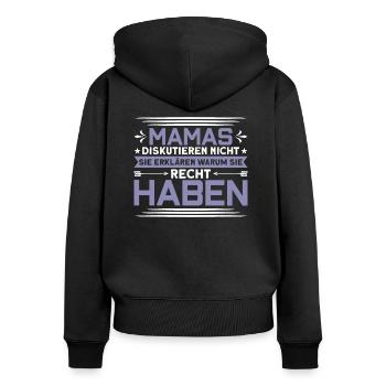 Mama Ehefrau Mutter - Frauen Premium Bio Zip Hoodie - Schwarz - Hinten - Julia (174cm)