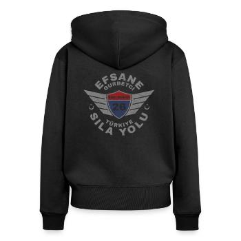 Eskişehir - Frauen Premium Bio Zip Hoodie - Schwarz - Hinten - Julia (174cm)