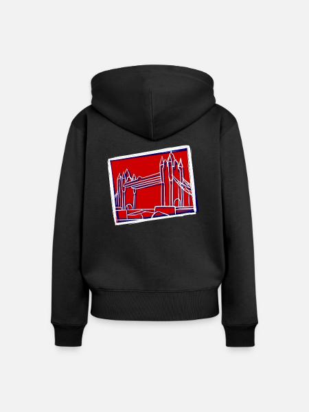 Tower Bridge Illustration - Frauen Premium Bio Zip Hoodie - Schwarz