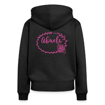 Abuela Oma Kranz Geschenk - Frauen Premium Bio Zip Hoodie - Schwarz - Hinten - Julia (174cm)