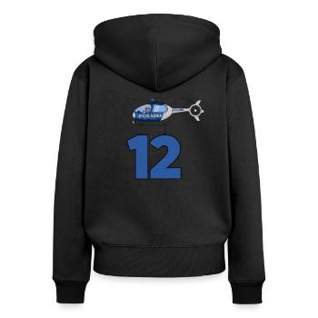 Polizei Hubschrauber 12. Geburtstag - Frauen Premium Bio Zip Hoodie - Schwarz - Hinten - Julia (174cm)