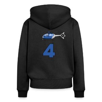 Hélicoptère 4ème anniversaire - Sweat à capuche zippé Premium bio Femme - noir - Dos - Julia (174cm)