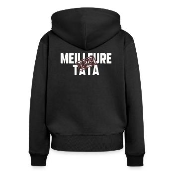 Meilleure tata - Sweat à capuche zippé Premium bio Femme - noir - Dos - Julia (174cm)