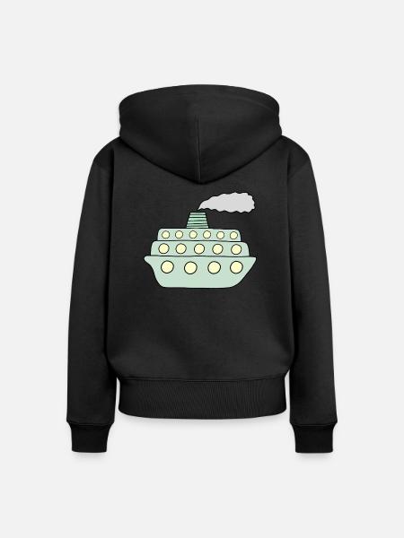 Grünes Schiff - Frauen Premium Bio Zip Hoodie - Schwarz