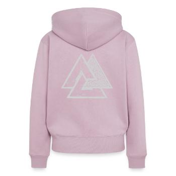 Symboles vikings - Sweat à capuche zippé Premium bio Femme - rose poudré - Dos - Julia (174cm)