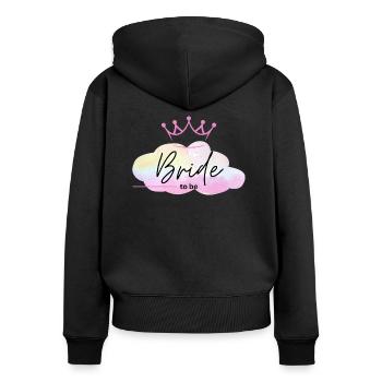 Bride to be - Regenbogen Wolke mit Krone - Frauen Premium Bio Zip Hoodie - Schwarz - Hinten - Julia (174cm)