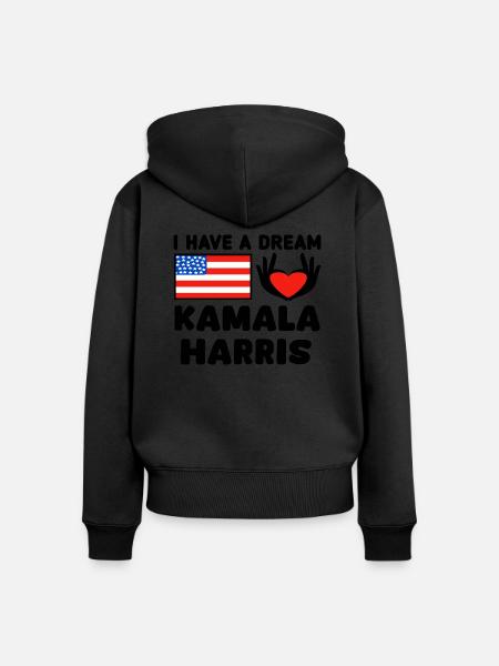 Kamala Harris President Herzhand - Frauen Premium Bio Zip Hoodie - Schwarz