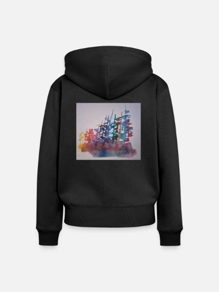Wald - Frauen Premium Bio Zip Hoodie - Schwarz