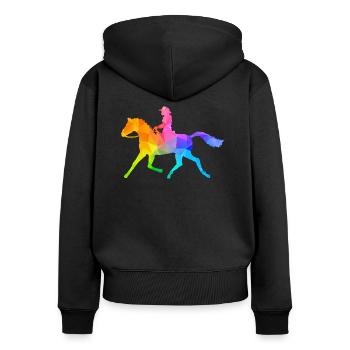 Cavalier western - Sweat à capuche zippé Premium bio Femme - noir - Dos - Julia (174cm)