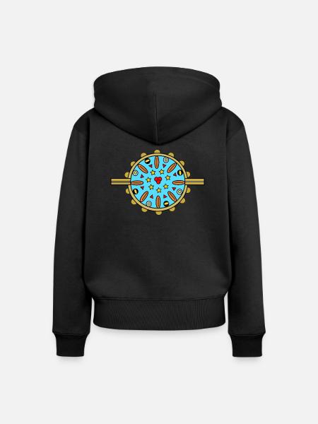 Mandala with stars - Frauen Premium Bio Zip Hoodie - Schwarz