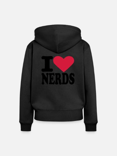Nerd - Frauen Premium Bio Zip Hoodie - Schwarz