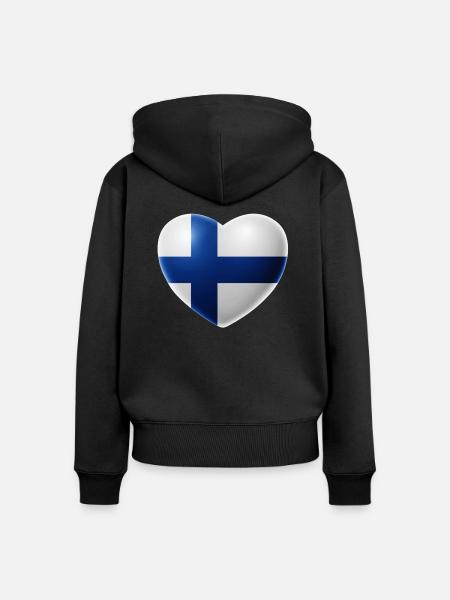 Herz (Finnland / Suomi) - Frauen Premium Bio Zip Hoodie - Schwarz