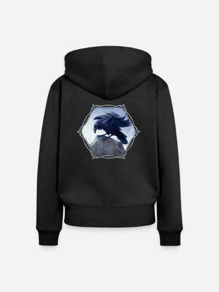 Muninn - Frauen Premium Bio Zip Hoodie - Schwarz