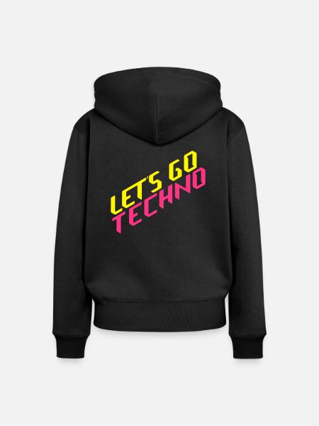 let's go techno - Frauen Premium Bio Zip Hoodie - Schwarz