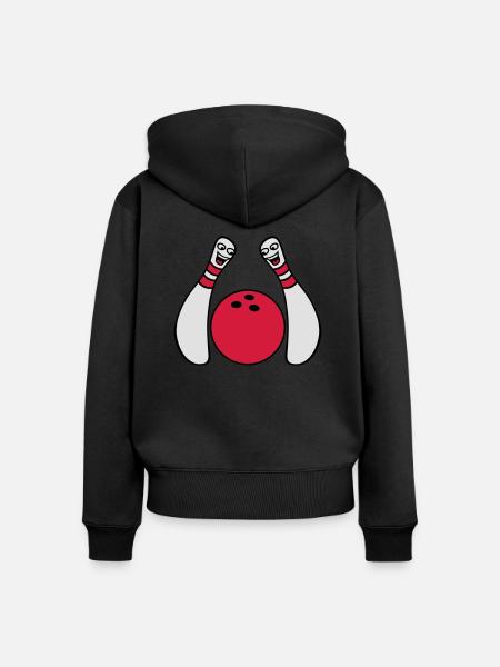 2 Cheeky Comic Bowling Pins - Frauen Premium Bio Zip Hoodie - Schwarz