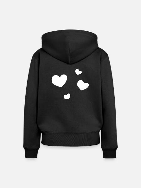 vier Herzen - Frauen Premium Bio Zip Hoodie - Schwarz