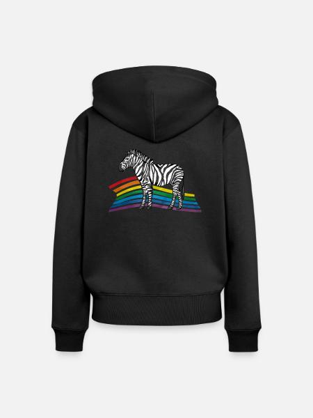 Zebra - Frauen Premium Bio Zip Hoodie - Schwarz