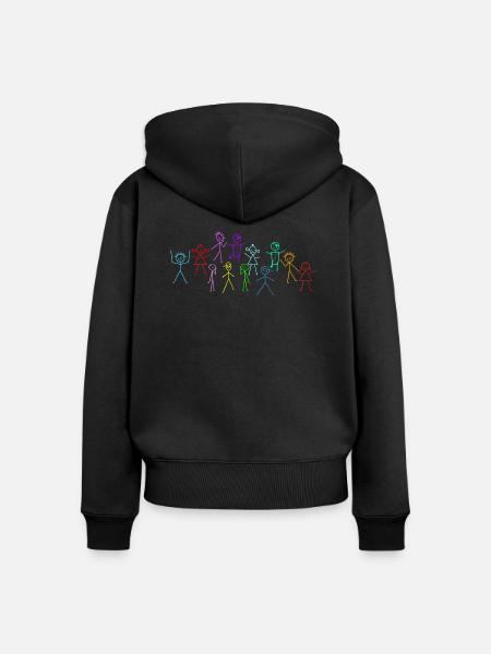 Strichmännchen - Frauen Premium Bio Zip Hoodie - Schwarz