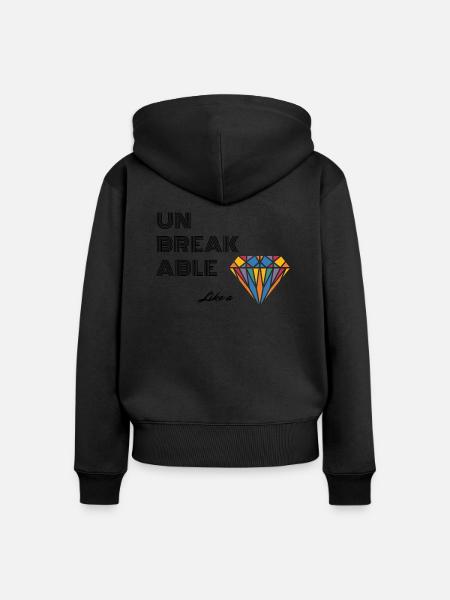 UNBREAKABLE DIAMOND - Frauen Premium Bio Zip Hoodie - Schwarz