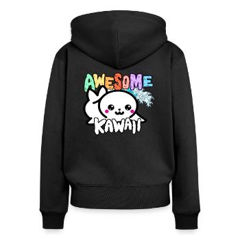 Sceau - Kawaii - Sweat à capuche zippé Premium bio Femme - noir - Dos - Julia (174cm)