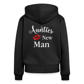 Aunties new Man - Frauen Premium Bio Zip Hoodie - Schwarz - Hinten - Julia (174cm)
