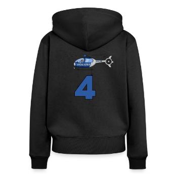 Polizei Hubschrauber 4. Geburtstag - Frauen Premium Bio Zip Hoodie - Schwarz - Hinten - Julia (174cm)