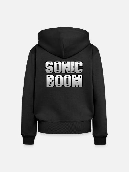 SonicBoom - Frauen Premium Bio Zip Hoodie - Schwarz
