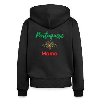 Portuguese Mama - Sweat à capuche zippé Premium bio Femme - noir - Dos - Julia (174cm)