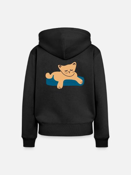 Schlafendes Baby Katze3 - Frauen Premium Bio Zip Hoodie - Schwarz