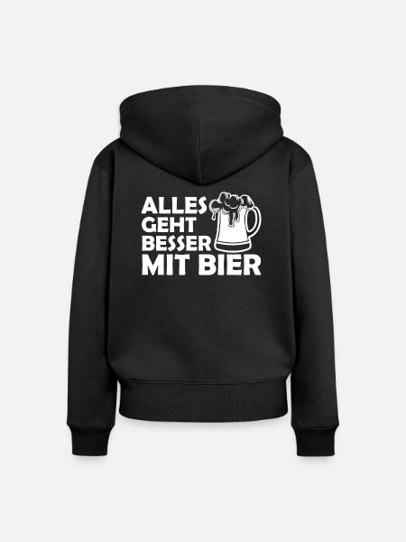 Bier Alkohol Party Getränk - Frauen Premium Bio Zip Hoodie - Schwarz