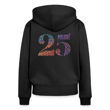25. Geburtstag Leopard - Frauen Premium Bio Zip Hoodie - Schwarz - Hinten - Julia (174cm)