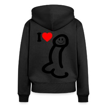 I love cock - Sweat à capuche zippé Premium bio Femme - noir - Dos - Julia (174cm)
