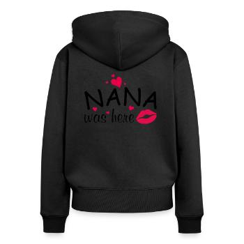 Nana was here - Women's Premium Organic Zip Hoodie - black - Back - Julia (174cm)