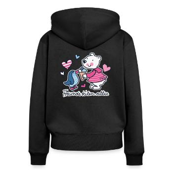 Friends share everything - Women's Premium Organic Zip Hoodie - black - Back - Julia (174cm)