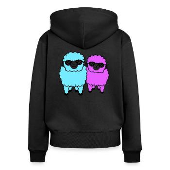 2 Sheep Sunglasses Party Sheep Team Friends - Women's Premium Organic Zip Hoodie - black - Back - Julia (174cm)