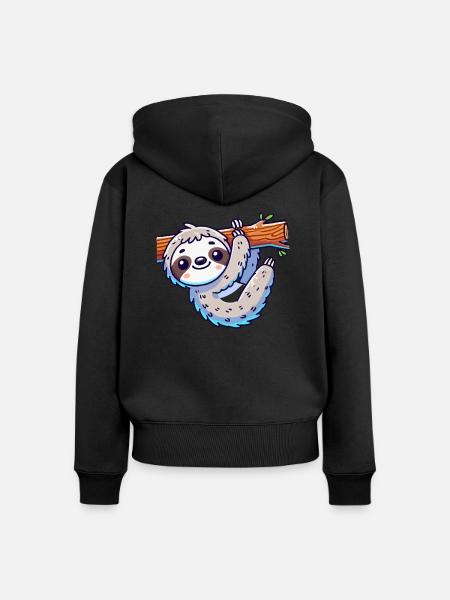 faultier - Frauen Premium Bio Zip Hoodie - Schwarz