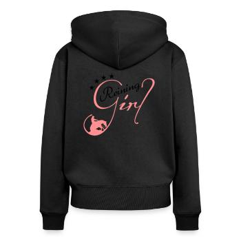 Reining Girl - Frauen Premium Bio Zip Hoodie - Schwarz - Hinten - Julia (174cm)