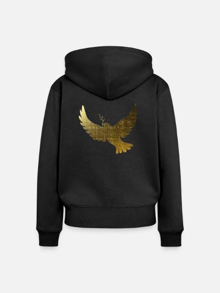 Goldene Friedenstauben - Frauen Premium Bio Zip Hoodie - Schwarz