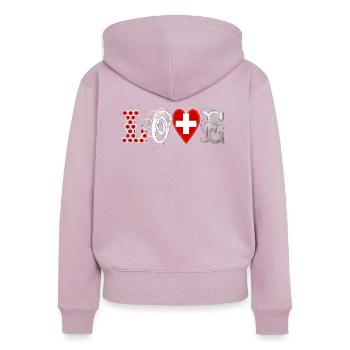 Amour Suisse Blanc - Sweat à capuche zippé Premium bio Femme - rose poudré - Dos - Julia (174cm)